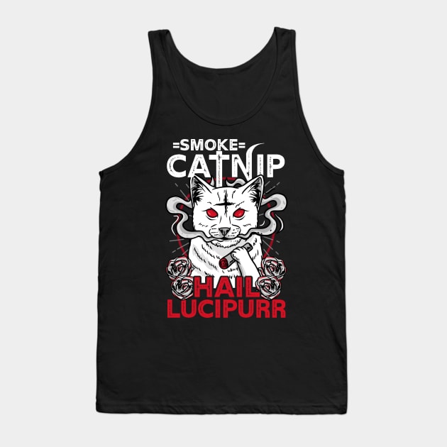 Smoke Catnip Hail Satan - Satanic Cat Symbols Gift Tank Top by biNutz